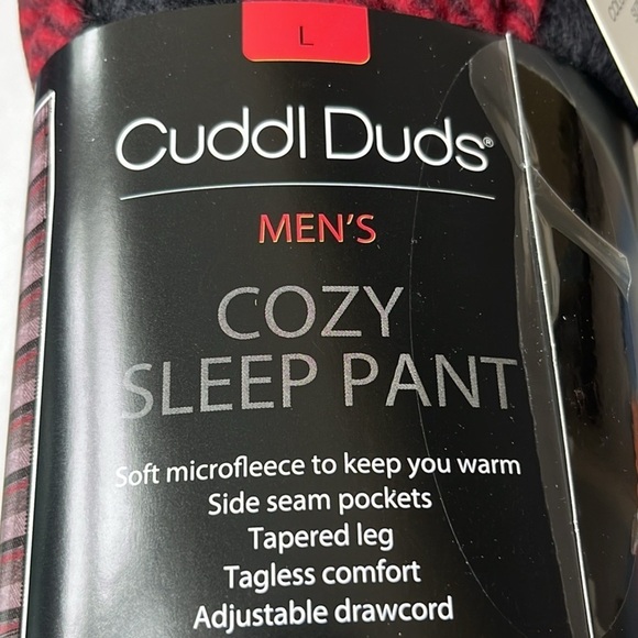 🆕 Men’s Cuddl Duds Cozy Sleep Pant Red Black Checkered Bear Print Size Large - Picture 2 of 5